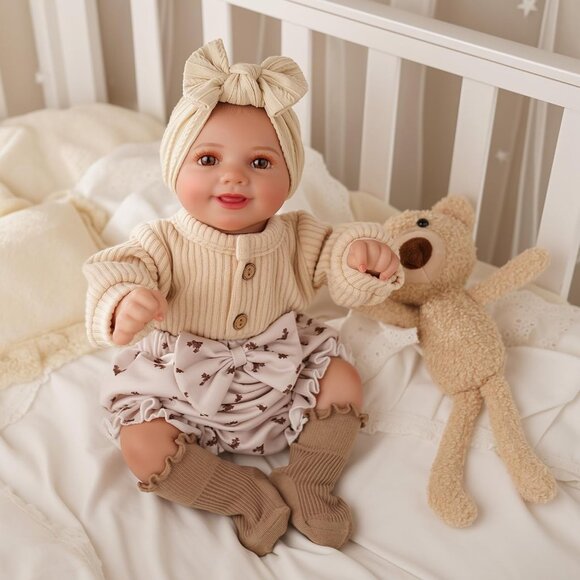 🆕17inch Soft Cloth Body Newborn Baby Poseable Limbs with Complete Accessories - Picture 2 of 9